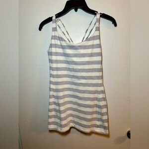 Lululemon Free to be Tank cream and gray stripe tank size 10